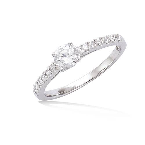 Bague solitaire oxydes blancs - Argent 925