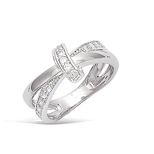 Bague croisée oxydes blancs - Argent 925