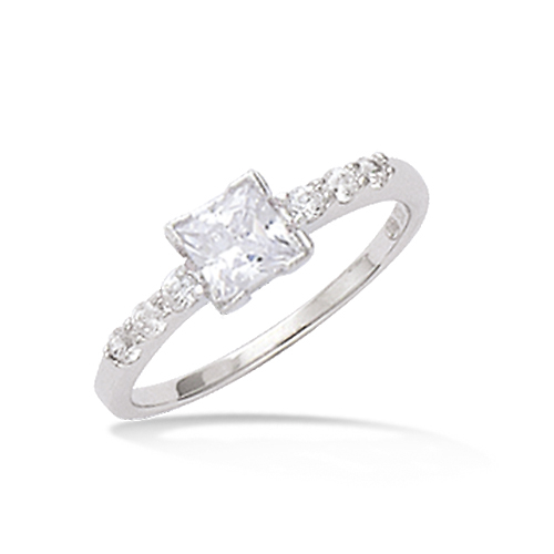 Bague carré oxydes blancs - Argent 925