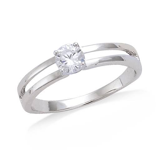 Bague solitaire oxydes blancs - Argent 925