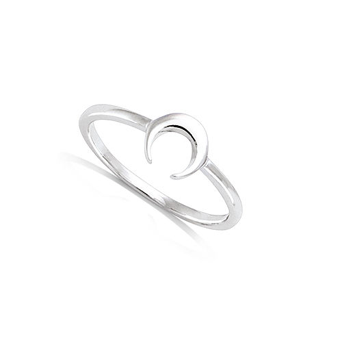 Bague croissant lune lisse - Argent 925