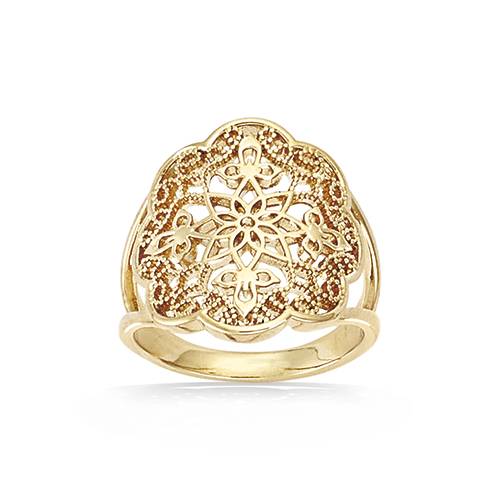 Bague ajourée motif rosace - Plaqué Or