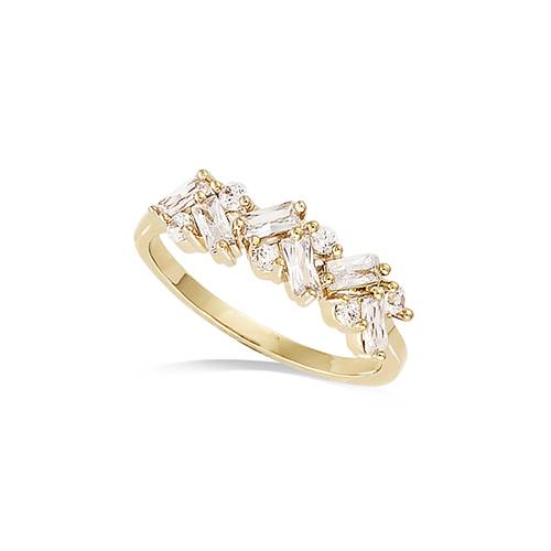 Bague rectangle oxydes de zirconium - Plaqué Or