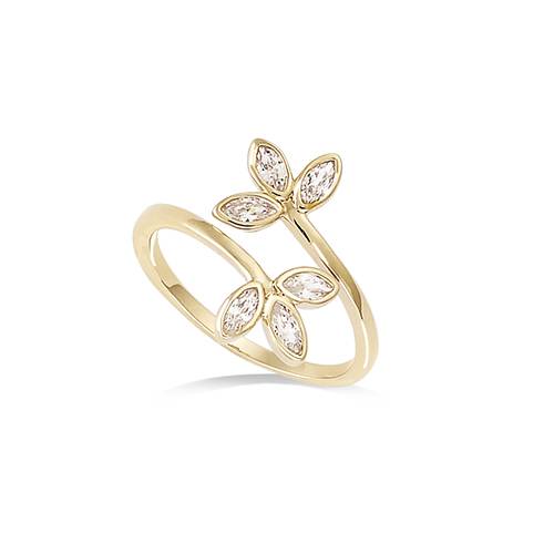 Bague ouverte feuille oxydes - Plaqué Or