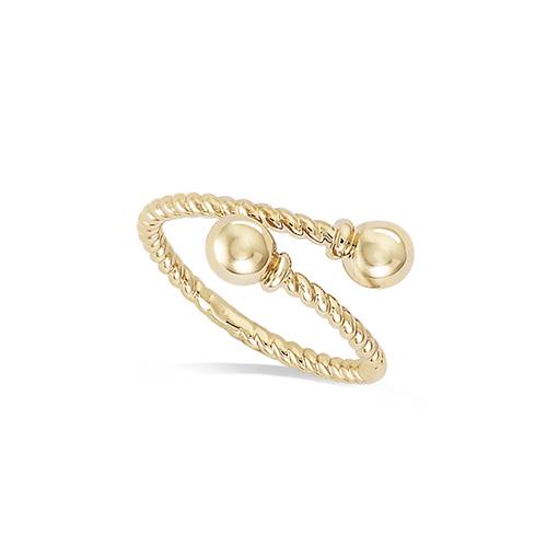Bague ouverte torsadée spirale boules - Plaqué Or