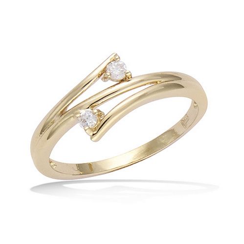 Bague Toi et Moi oxydes blancs - Plaqué Or