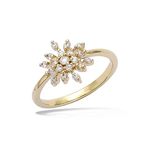 Bague fleur oxyde blanc diamètre 11 mm - Plaqué Or