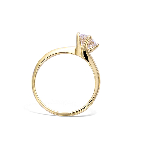 Bague solitaire diamant diamètre 6 mm - Plaqué Or
