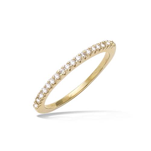 Bague demie alliance oxydes de zirconium blancs - Plaqué Or