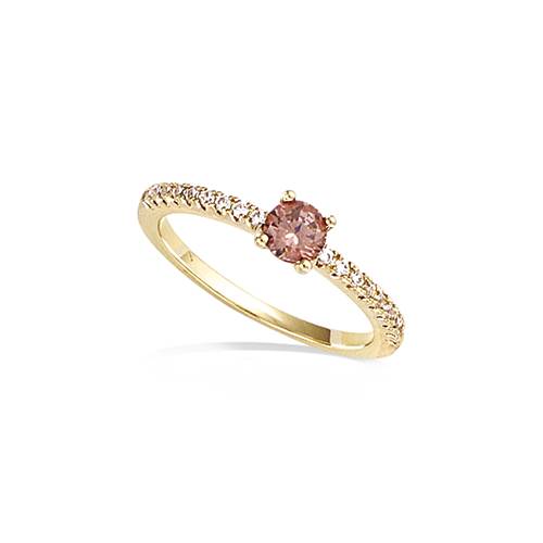Bague - Solitaire - Rose - Plaqué Or
