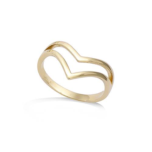 Bague double V - Plaqué Or