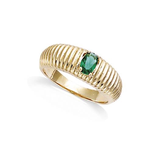 Bague - Large - Vert - Plaqué Or