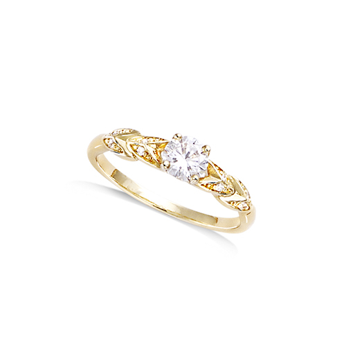 Bague solitaire oxydes de zirconium - Plaqué Or