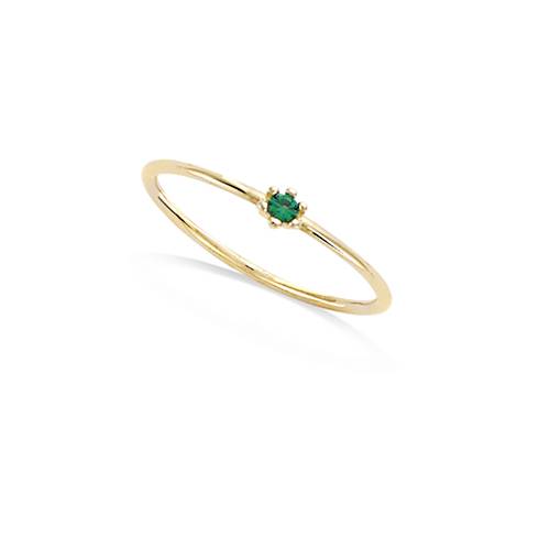 Bague mini serti griffes verte - Plaqué Or