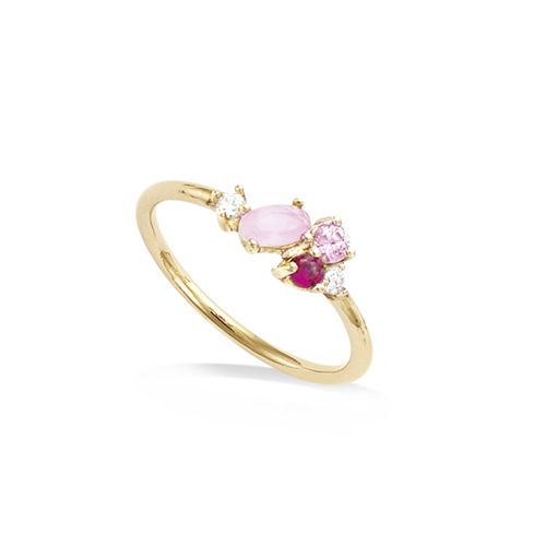 Bague ovale rose - Plaqué Or