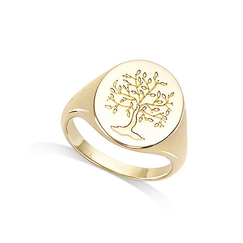 Bague chevalière arbre de vie - Plaqué Or