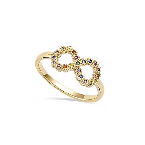 Bague motif infini rainbow - Plaqué Or
