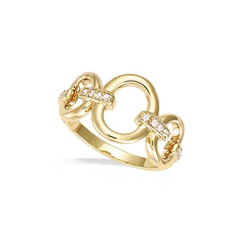 Bague en plaqué or à trois anneaux oxydes - Plaqué Or