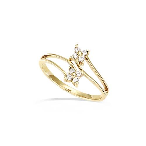 Bague fleur oxydes blancs - Plaqué Or