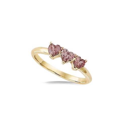 Bague trio cœurs smoky rose - Plaqué Or
