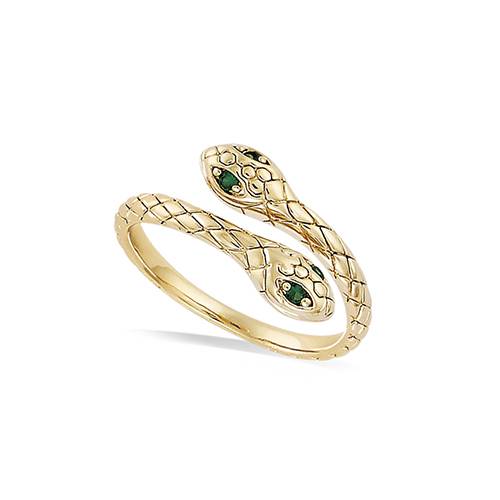Bague serpent 'toi et moi' émeraude - Plaqué Or