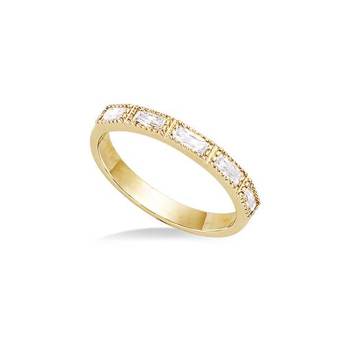 Bague alliance entourée d'oxydes de zirconium - Plaqué Or