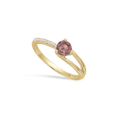 Bague solitaire rose oxydes blancs - Plaqué Or