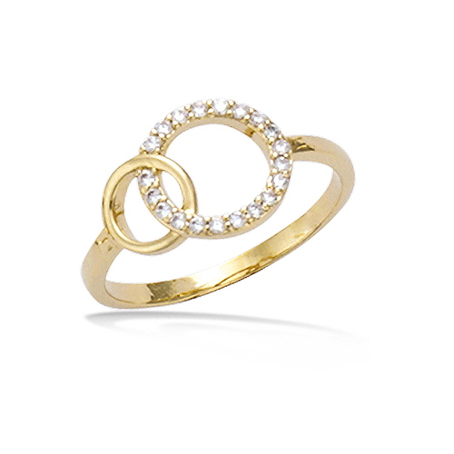 Bague - Double cercle - Plaqué Or