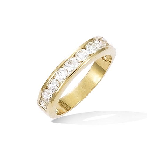 Bague alliance oxyde ronds serti rail - Plaqué Or