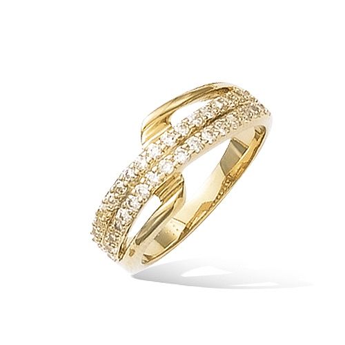 Bague motif entrelacé oxydes blancs - Plaqué Or