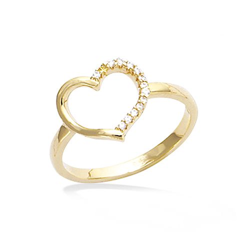 Bague cœur évidée oxydes blancs - Plaqué Or