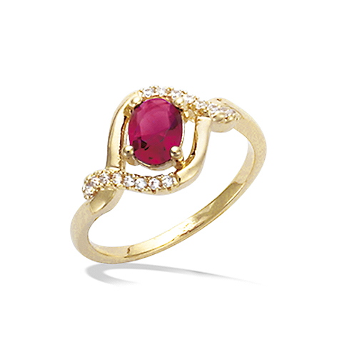 Bague rubis zirconium - Plaqué Or