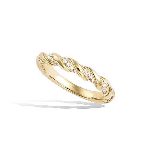 Bague torsadée oxydes blancs - Plaqué Or