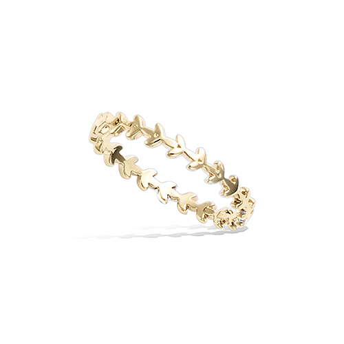 Bague feuillage lisse - Plaqué Or