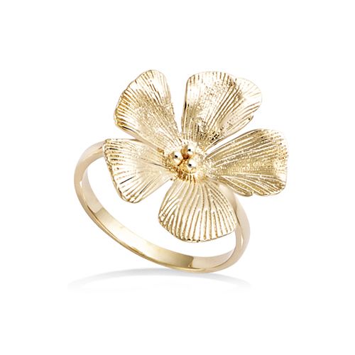 Bague fleur lisse - Plaqué Or