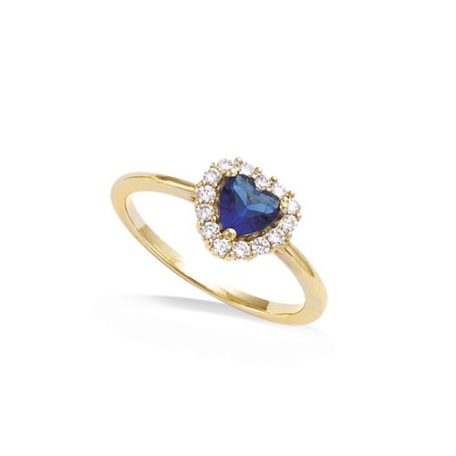 Bague coeur bleu saphir - Plaqué Or