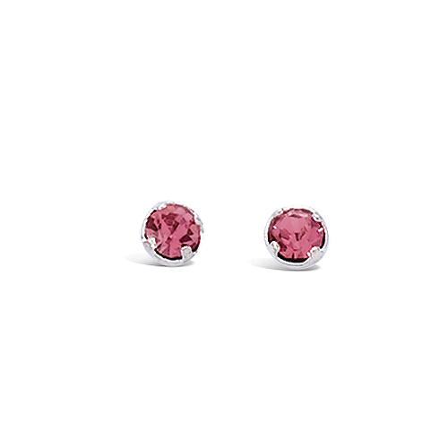 Boucles d’oreilles puces roses diamètre 4 mm - Argent 925