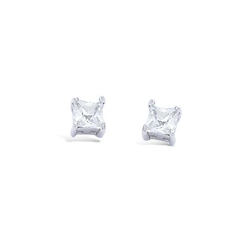 Boucles d’oreilles carrées oxydes de zirconium 4 x 4 mm - Argent 925