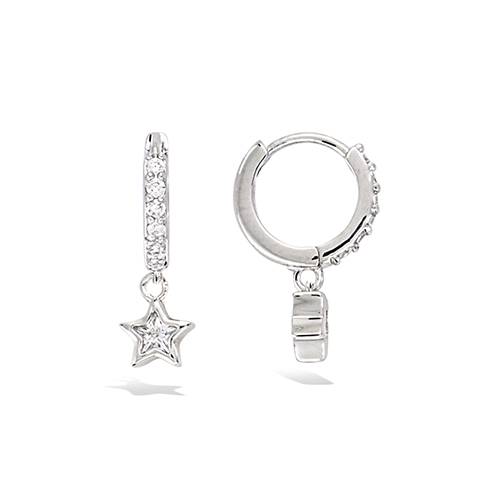 Boucles d’oreilles créoles étoile oxydes - Argent 925