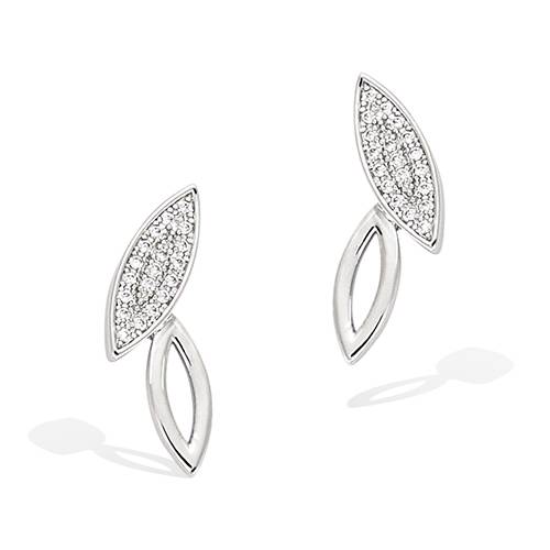 Boucles d’oreilles forme feuille évidée pavées oxydes - Argent 925