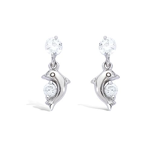 Boucles d’oreilles pendantes dauphin oxydes diamètre 6 mm - Argent 925