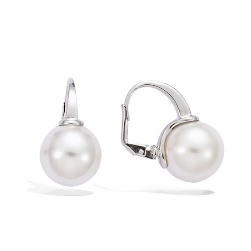 Boucles d’oreilles dormeuses perle blanche diamètre 13 mm - Argent 925