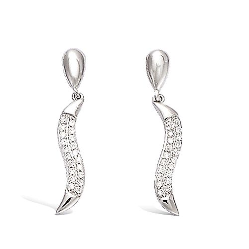 Boucles d’oreilles pendantes spirale oxydes blancs diamètre 25 mm - Argent 925