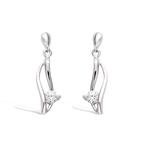 Boucles d’oreilles pendantes forme feuille oxydes diamètre 23 mm - Argent 925
