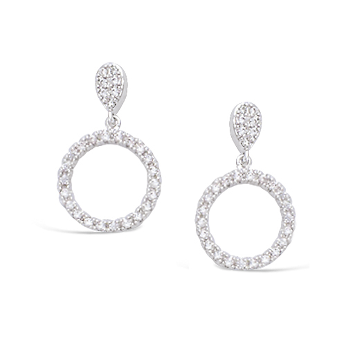 Boucles d’oreilles pendantes cercle oxydes diamètre 18 mm - Argent 925