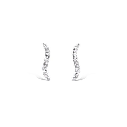 Boucles d’oreilles feuille pavée oxydes blancs - Argent 925