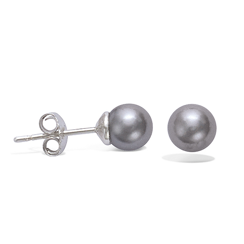 Boucles d'oreilles - perle - Gris