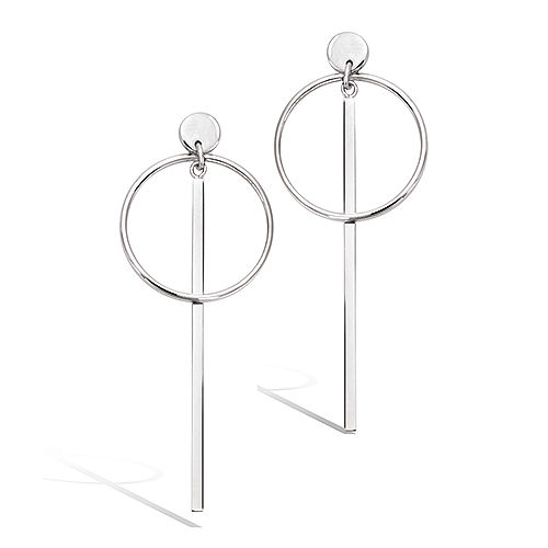 Boucles d’oreilles pendantes cercle baguette - Argent 925