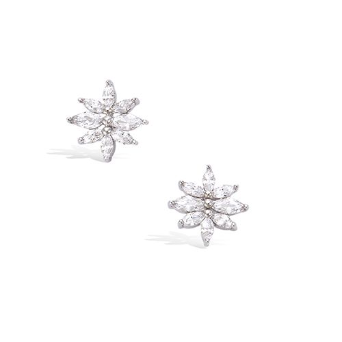 Boucles d’oreilles fleuries oxydes blancs diamètre 10 mm - Argent 925