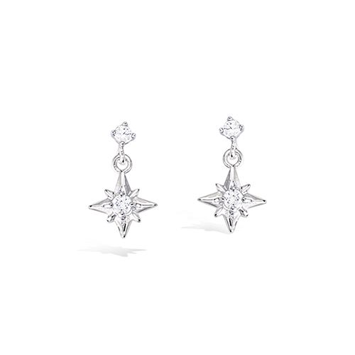 Boucles d’oreilles pendantes étoile oxydes diamètre 12 mm - Argent 925